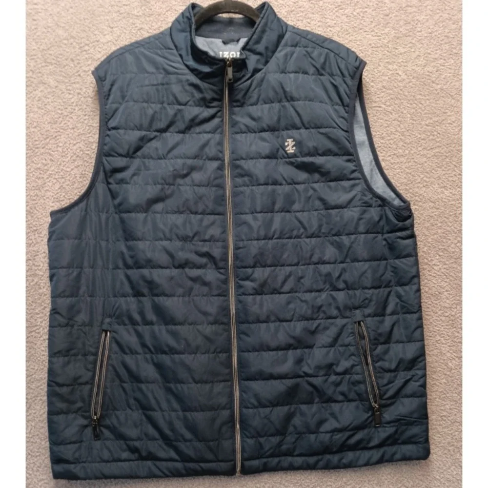 IZOD Luxury Classics Men's Quilted Puffer Vest Navy Blue Size XL - Picture 2 of 7